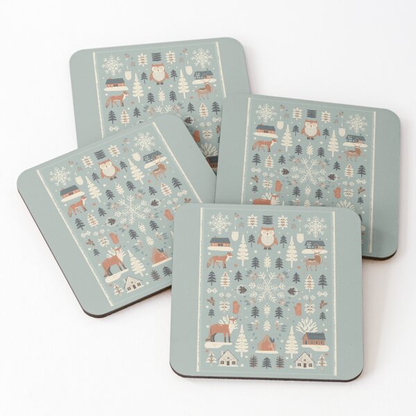 Item preview, Nordic Winter Forest | Scandinavian Folk Art with Animals and Snowflakes designed and sold by AM-little-shop.