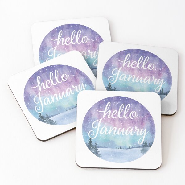 Item preview, Hello January, Winter Aurora & Snowy Sky Design Sticker designed and sold by Moodune.