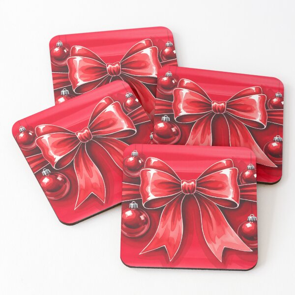 Item preview, Large glossy red ribbon bow with Christmas baubles designed and sold by homydesign.