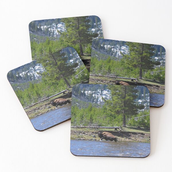 Item preview, A lone Buffalo crosses river designed and sold by Visual-Minds.
