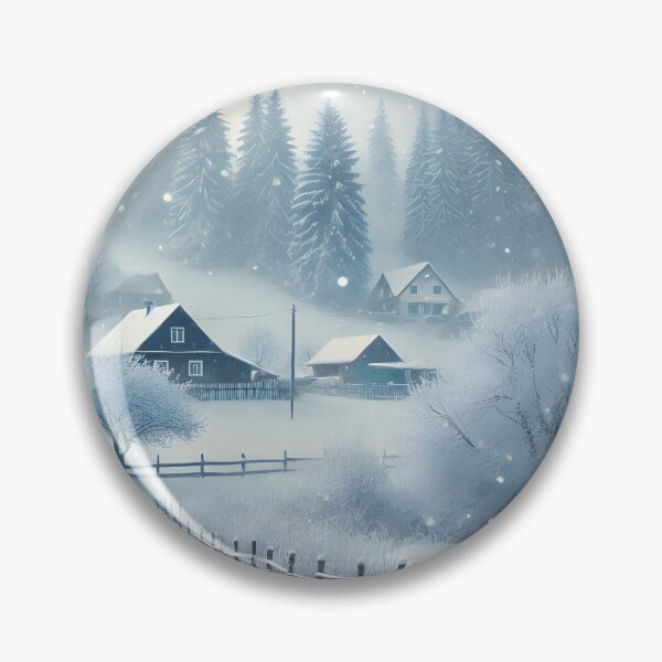 Item preview, A peaceful winter scene with snow falling on a small village nestled in a snowy valley designed and sold by homydesign.