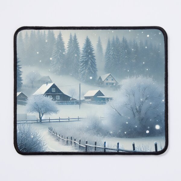 Item preview, A peaceful winter scene with snow falling on a small village nestled in a snowy valley designed and sold by homydesign.