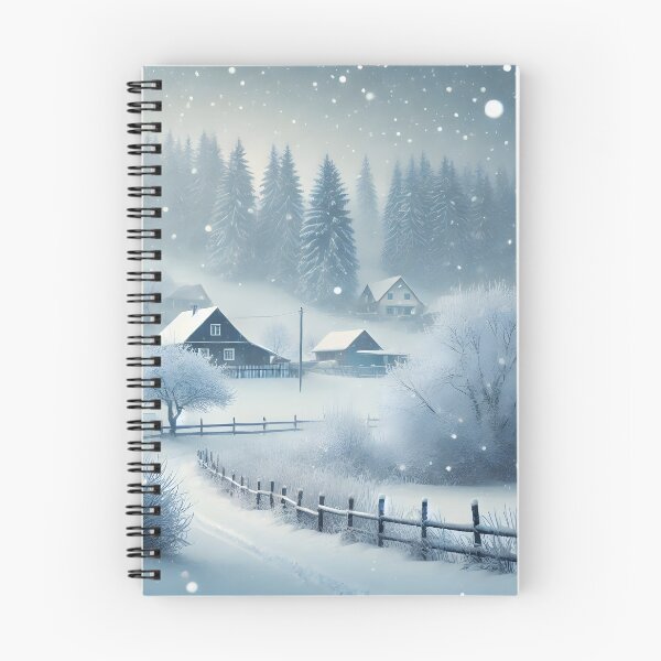 Item preview, A peaceful winter scene with snow falling on a small village nestled in a snowy valley designed and sold by homydesign.