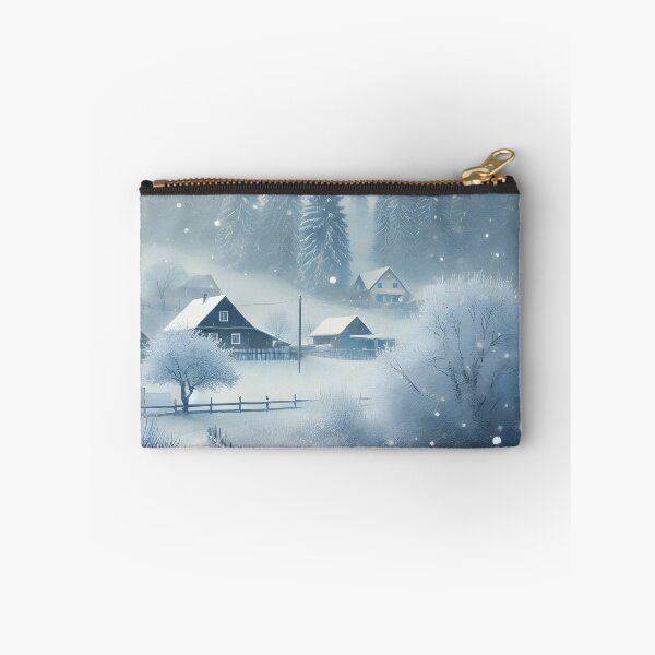 Item preview, A peaceful winter scene with snow falling on a small village nestled in a snowy valley designed and sold by homydesign.
