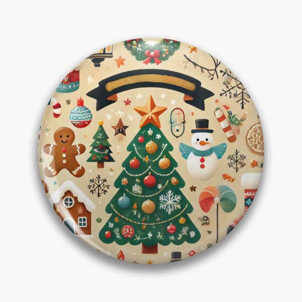 Item preview, A festive collage of Christmas decorations, treats, and ornaments on a bright yellow background designed and sold by homydesign.