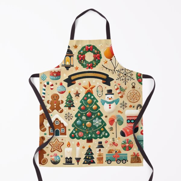 Item preview, A festive collage of Christmas decorations, treats, and ornaments on a bright yellow background designed and sold by homydesign.