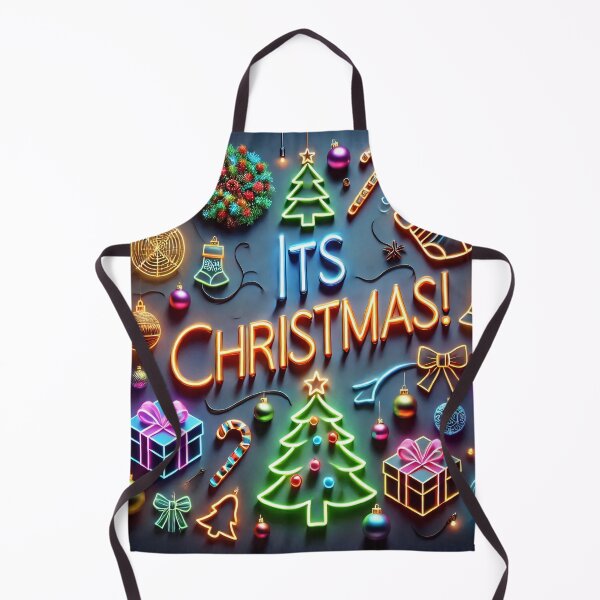 Item preview, The word "CHRISTMAS" is spelled out in neon lights surrounded by festive Christmas icons on a dark background designed and sold by homydesign.