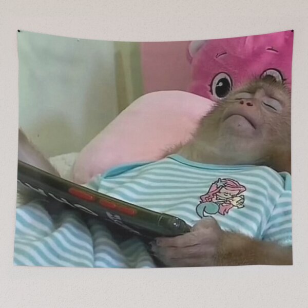 Item preview, lazy monkey playing on phone designed and sold by monkey zone.