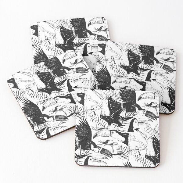 Item preview, Tropical Toucans Ink Sketch Pattern designed and sold by jh0o.