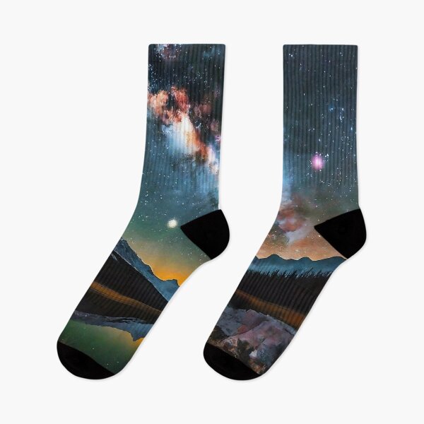 Item preview, Starry Milky Way over Mountains and Alpine Lake with Perfect Reflection — Nighttime Astro-Landscape Photography with Nebula and Cosmic Colors designed and sold by Karina Creative Studio.