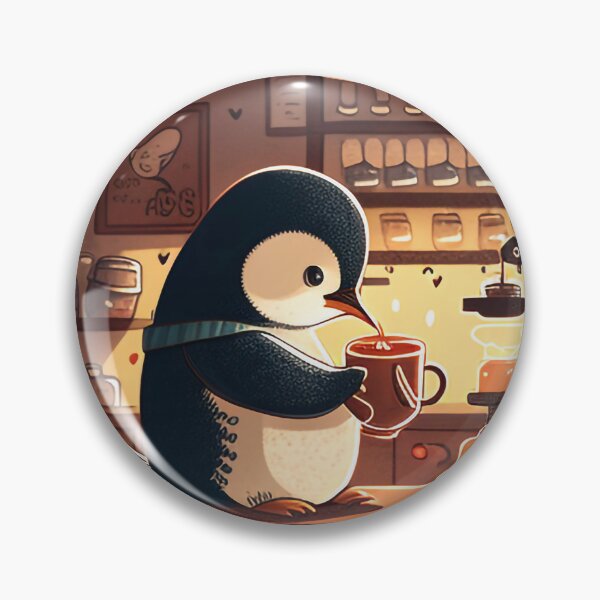Artikelvorschau, Gemütliche Pinguin-Barista-Cafészene entworfen und verkauft von PaintbrushPlace.