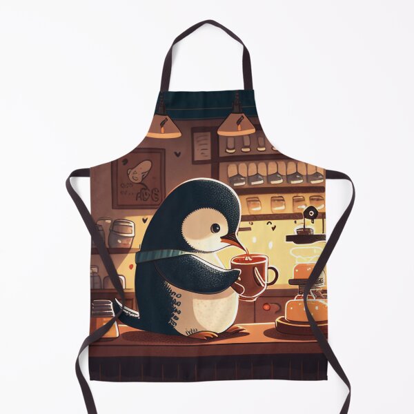Artikelvorschau, Gemütliche Pinguin-Barista-Cafészene entworfen und verkauft von PaintbrushPlace.