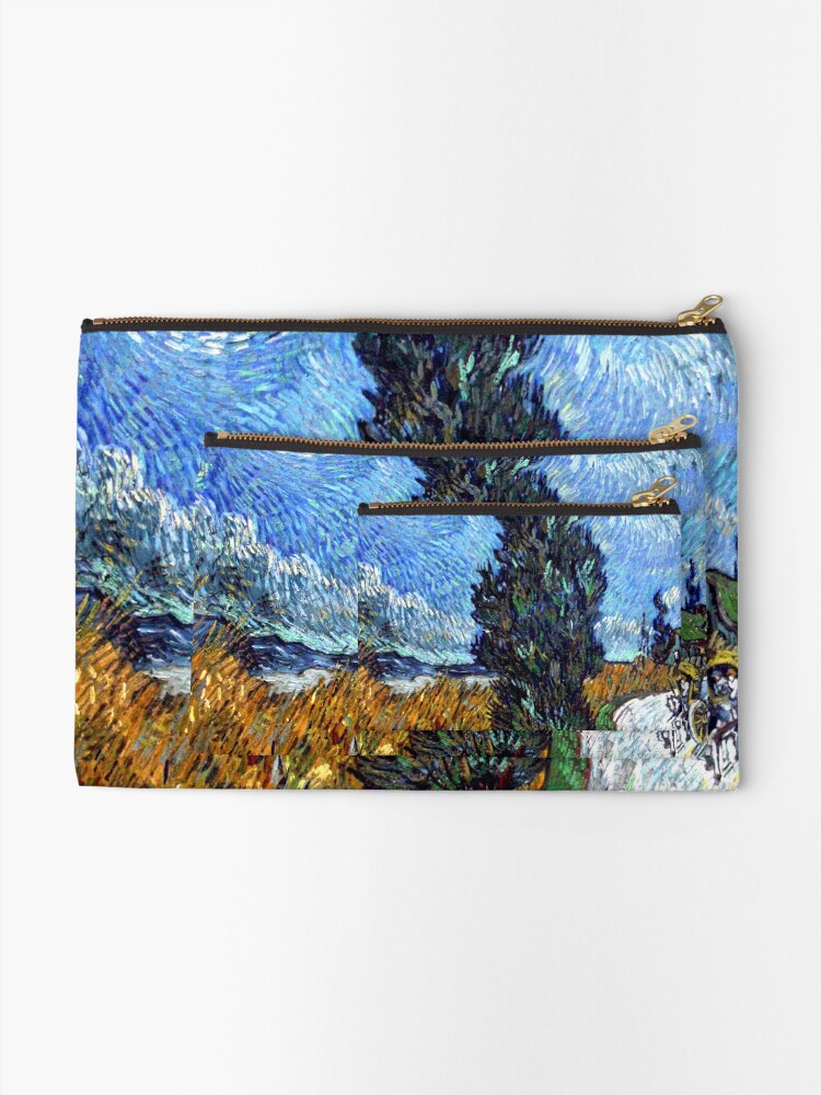 Hd Road With Cypress And Star By Vincent Van Gogh High Definition Zipper Pouch By Mindthecherry Redbubble