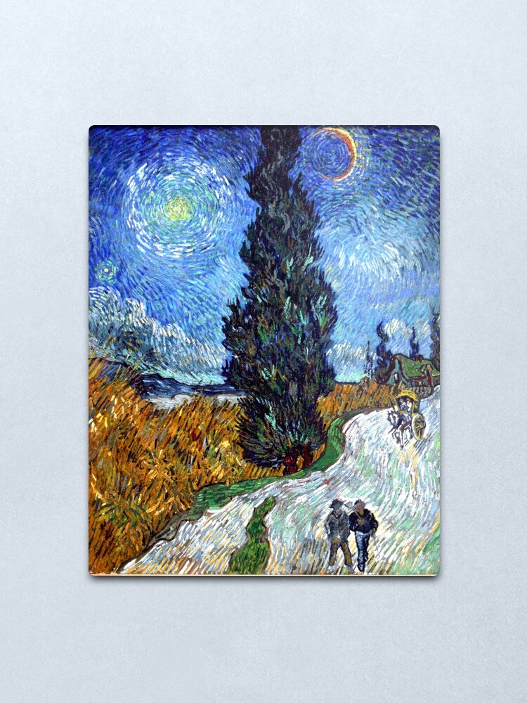 Hd Road With Cypress And Star By Vincent Van Gogh High Definition Metal Print By Mindthecherry Redbubble