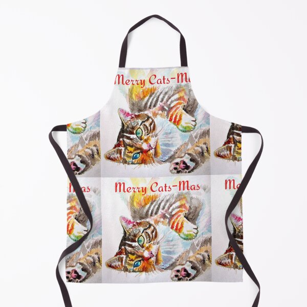 Item preview, Merry Christmas Tabby Cat Cats Watercolour Painting designed and sold by Sarah  Rajkotwala.