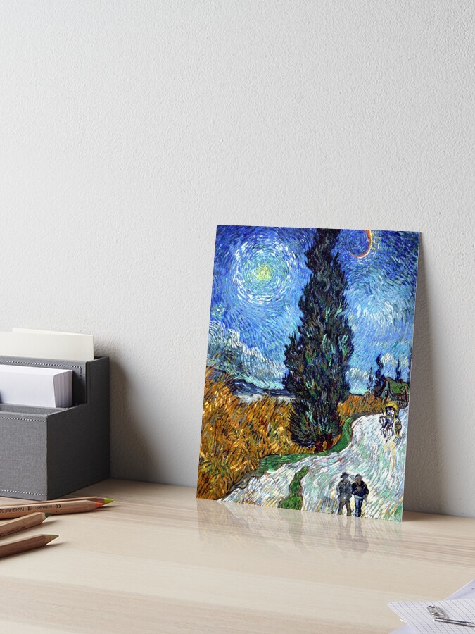 Hd Road With Cypress And Star By Vincent Van Gogh High Definition Art Board Print By Mindthecherry Redbubble