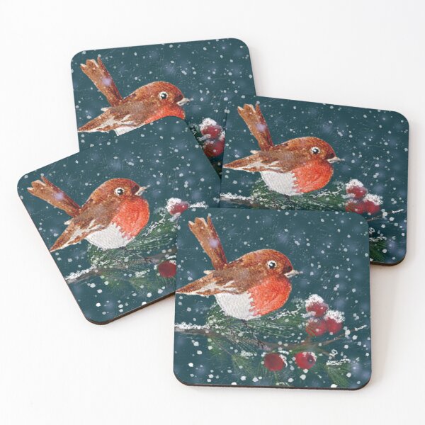 Item preview, Robin on a pine tree branch. Festive Christmas original artwork. designed and sold by WatercolourLily.