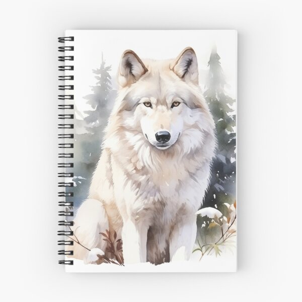 Item preview, White wolf in winter woods, watercolor style designed and sold by whisperwethers.