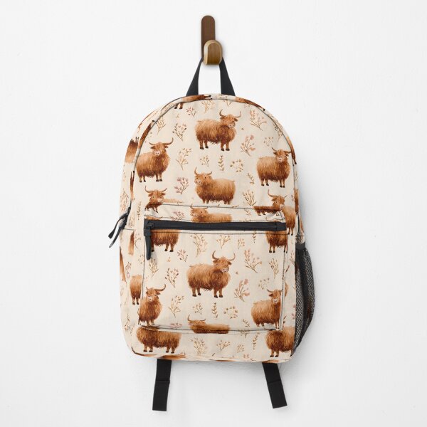 Item preview, Brown Cows in a pattern of tan and flowers designed and sold by LittleShopOrion.