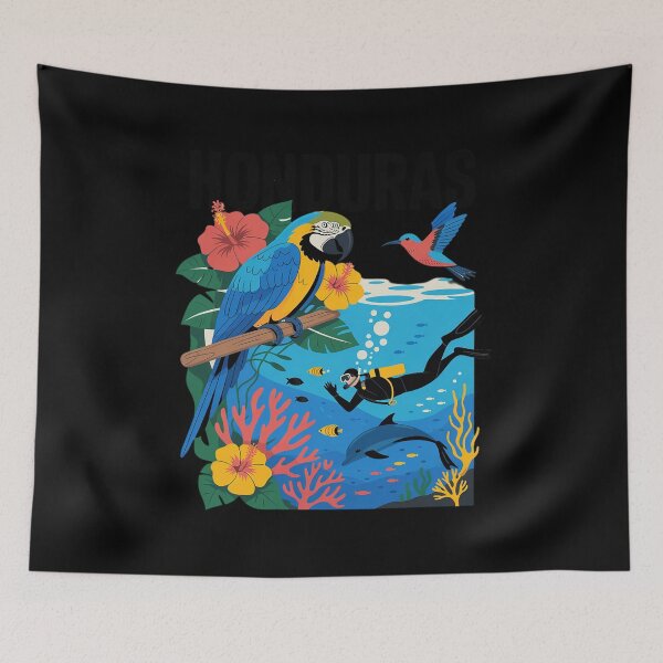 Item preview, Honduras Map Nature Parrot Scuba Diving designed and sold by LittleDame.