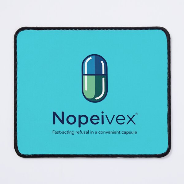 Item preview, Nopeivex Capsule Logo With Capsule Icon And Slogan, Fast-Acting Refusal In A Convenient Capsule designed and sold by Rue Market.