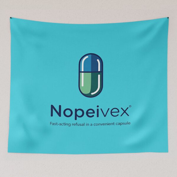 Item preview, Nopeivex Capsule Logo With Capsule Icon And Slogan, Fast-Acting Refusal In A Convenient Capsule designed and sold by Rue Market.