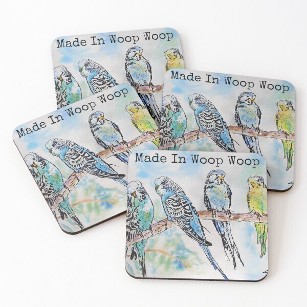 Item preview, Budgie Budgerigars Watercolour Painting Made In Woop Woop Funny designed and sold by Sarah  Rajkotwala.