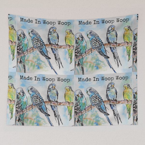 Item preview, Budgie Budgerigars Watercolour Painting Made In Woop Woop Funny designed and sold by Sarah  Rajkotwala.