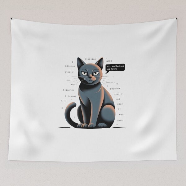 Item preview, 404 Motivation Not Found Cat - Funny Programmer Humor Coder Gift designed and sold by ZyricZyric.