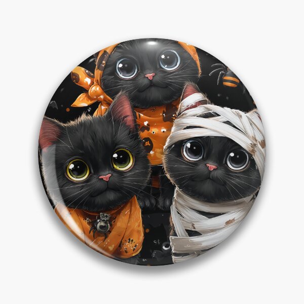 Item preview, Black Cats in Halloween Costumes – Adorable Mummy Kittens with Pumpkins and Spooky Background designed and sold by Grafititee.
