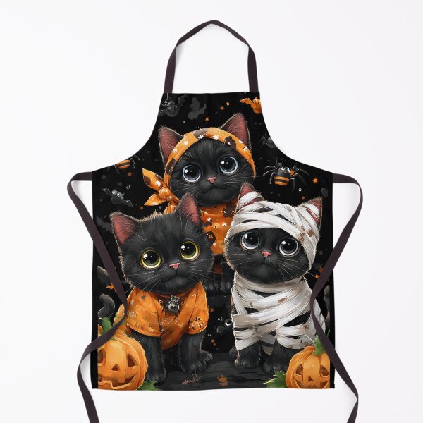Item preview, Black Cats in Halloween Costumes – Adorable Mummy Kittens with Pumpkins and Spooky Background designed and sold by Grafititee.