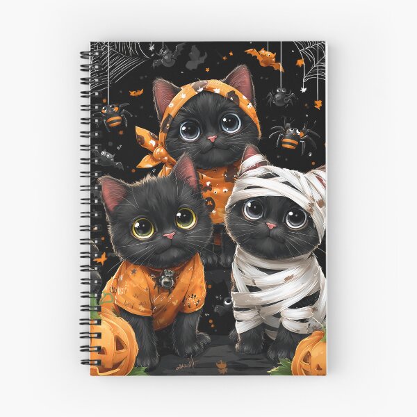 Item preview, Black Cats in Halloween Costumes – Adorable Mummy Kittens with Pumpkins and Spooky Background designed and sold by Grafititee.
