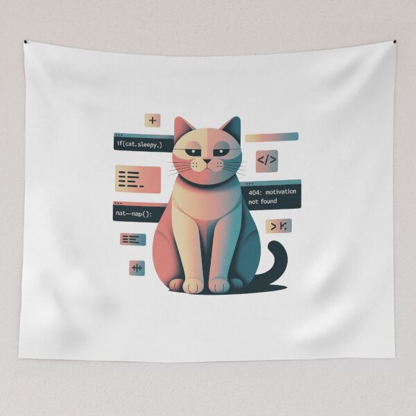 Item preview, Motivation Not Found – Funny Cat Programmer Coding Humor design designed and sold by ZyricZyric.