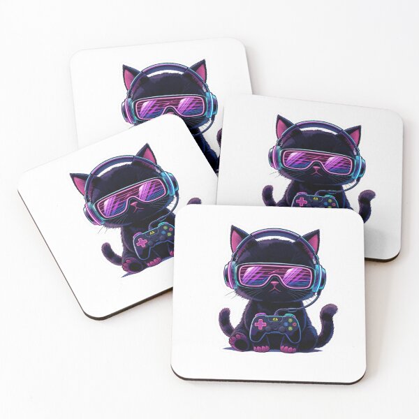 Item preview, Neon Gamer Cat – Cyberpunk Kitty with Controller designed and sold by Finestrokes.art.