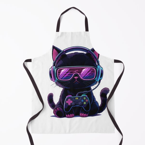 Item preview, Neon Gamer Cat – Cyberpunk Kitty with Controller designed and sold by Finestrokes.art.