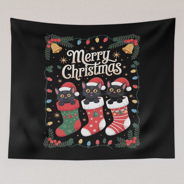 Item preview, Black Cat Christmas Socks Xmas Pajama Cat  designed and sold by KonstanKoraner.