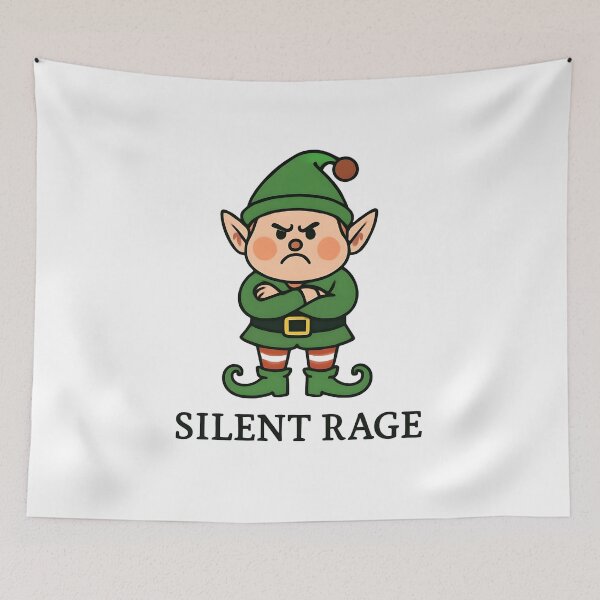 Item preview, Funny Angry Christmas Elf Cartoon – Silent Rage Holiday Humor Sticker designed and sold by FestivityFinds.
