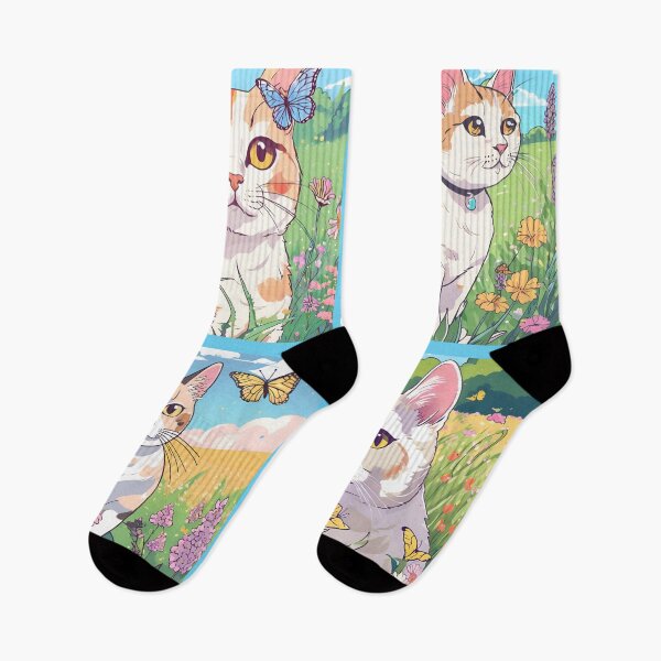 Item preview, Cats in a Flowering Meadow designed and sold by Wild Blue Designs NZ.