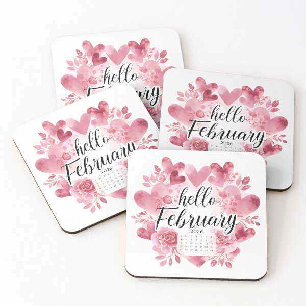 Item preview, Hello February 2026, Romantic Monthly Calendar Stickers designed and sold by Moodune.