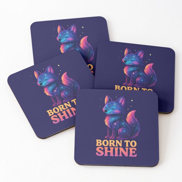 Item preview, Galaxy Fox – Born to Shine | Neon Cosmic Animal Fantasy Art designed and sold by Dezpro.