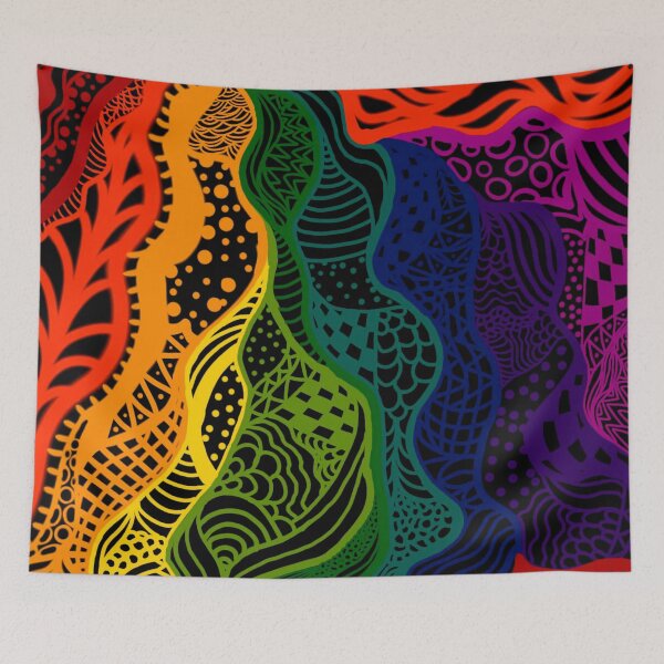 Artikelvorschau, Regenbogen-Zentangle entworfen und verkauft von CharmedHeartArt.