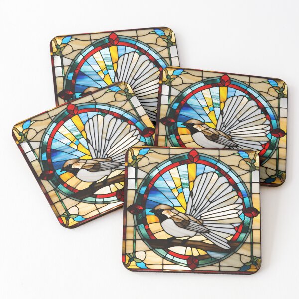 Item preview, Stained Glass Fantail Piwakawaka designed and sold by Wild Blue Designs NZ.