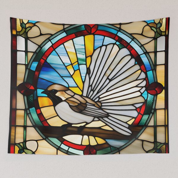 Item preview, Stained Glass Fantail Piwakawaka designed and sold by Wild Blue Designs NZ.