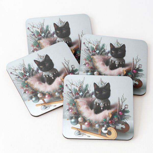 Item preview, Black Kitty in Elegant Christmas Sleigh designed and sold by Eclectic Monkey.