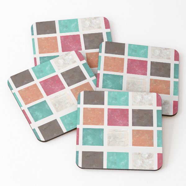 Item preview, Rustic Tile Grid – Teal & Terracotta Pattern designed and sold by 5adraval.