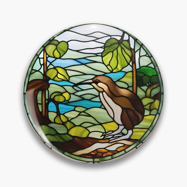 Aperçu de l'œuvre Kiwi en vitrail créée et vendue par Wild Blue Designs NZ.