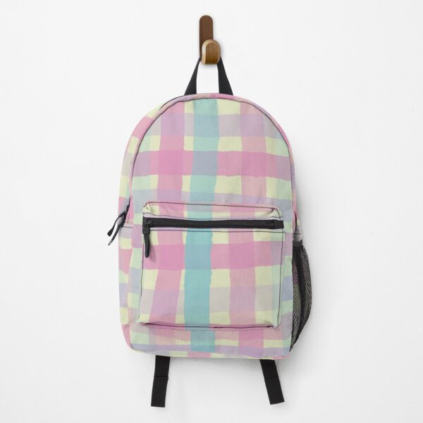 Item preview, Pink & Teal Gingham Pattern on yellow background designed and sold by MKTplaceDesign.