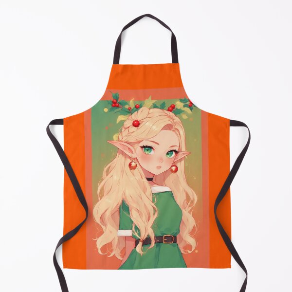 Item preview, Christmas elf anime with green and orange background designed and sold by ArtsJulian.