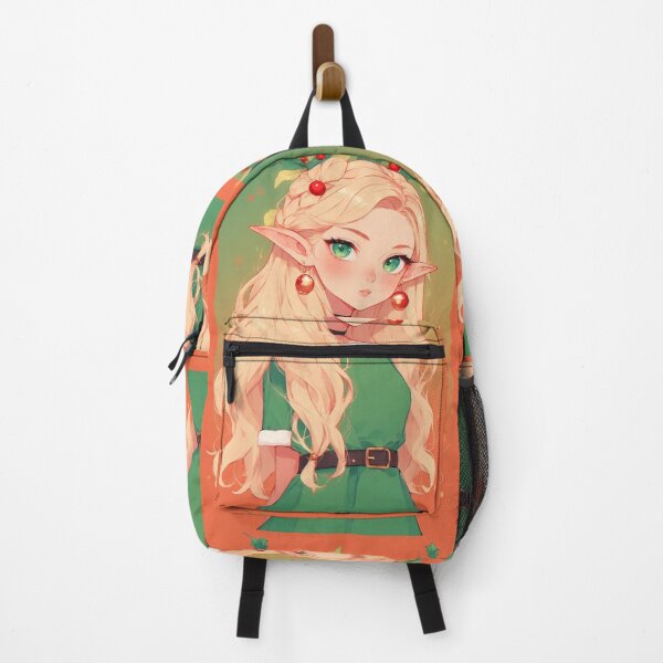 Item preview, Christmas elf anime with green and orange background designed and sold by ArtsJulian.