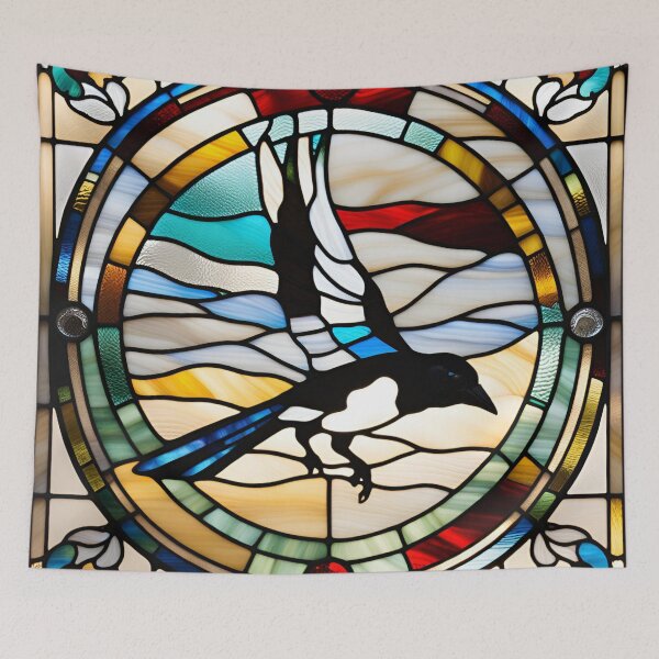 Item preview, Stained Glass Magpie designed and sold by Wild Blue Designs NZ.
